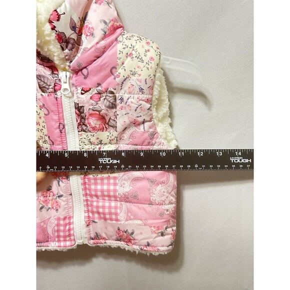 Infant Girl 12-18 Months Pink Quilted Print Sherpa Lined Vest NWT - Picture 3 of 11